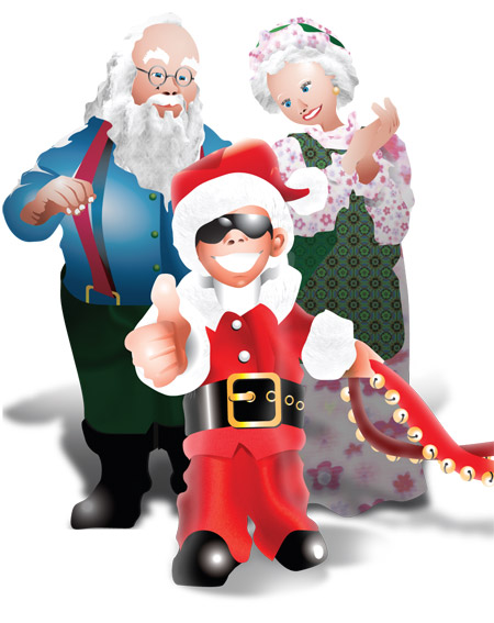 Santa, Mrs Claus and Junior Claus