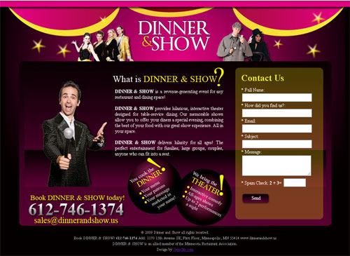 Dinner & Show website design